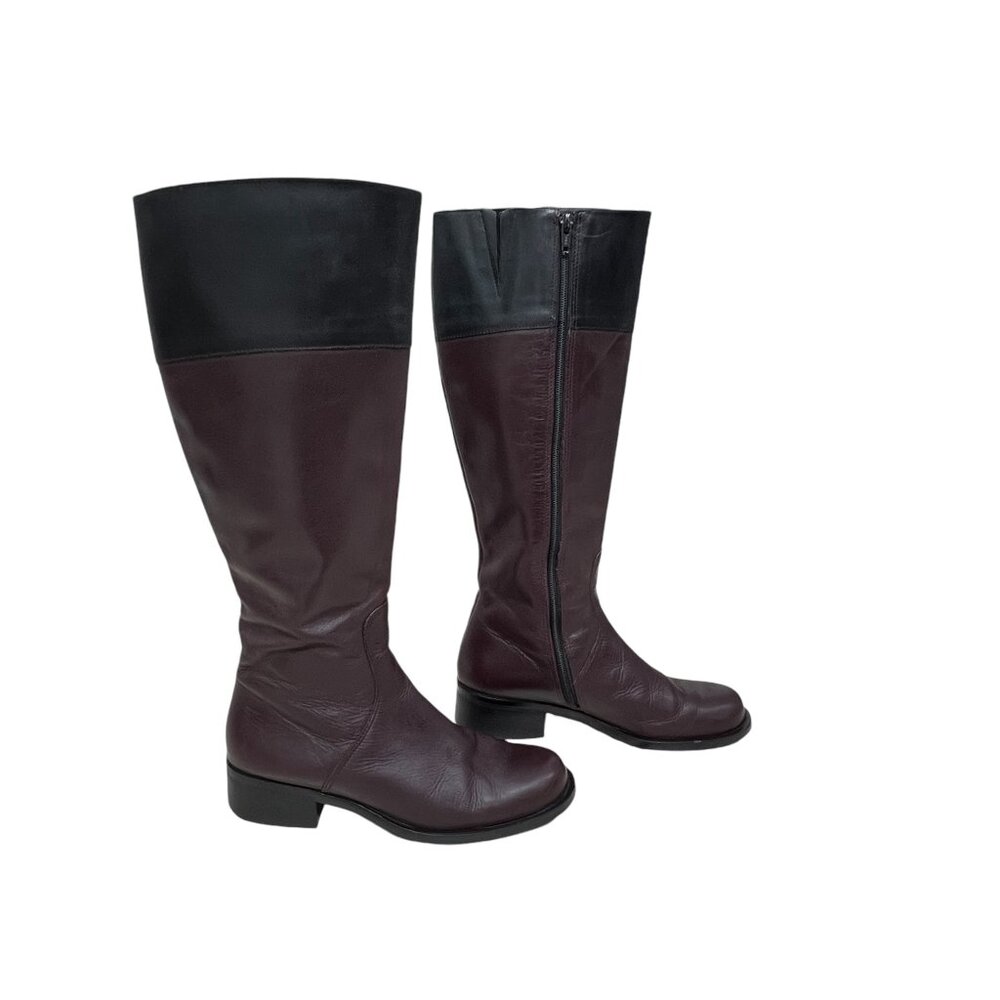 Talbots Leather Two Tone Knee High Riding Boots women's size 7.5